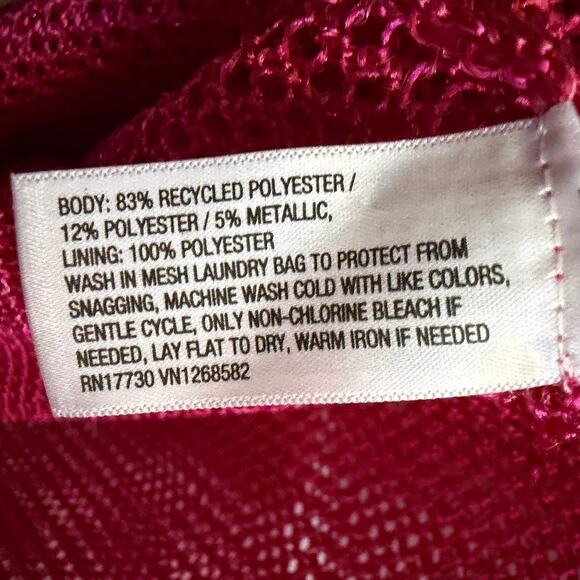 A New Day Hot Pink Metallic Mesh Knit Swim Cover Up Dress Sleeveless Maxi Size L - Picture 8 of 9